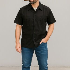 Men's Black Mojito guayabera Short Sleeve Shirt
